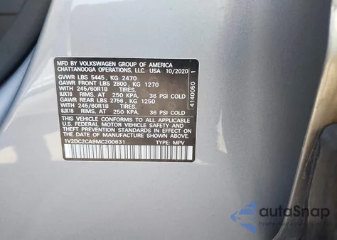 2021 Volkswagen Atlas Cross Sport 2.0T Se from USA, damaged, VIN 1V2DC2CA9MC200631